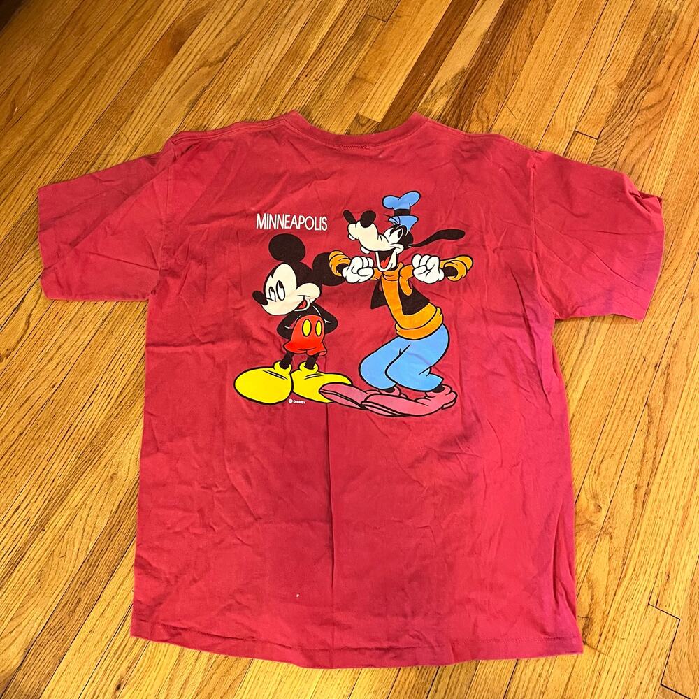 Mickey Vintage Shirt Mens Large ? Red Single Stitch Minneapolis Graphic Tshirt